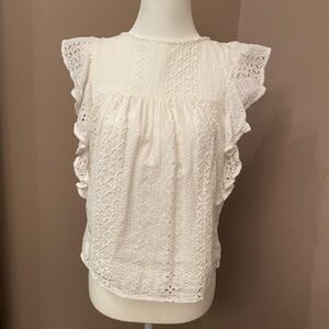 Sanctuary Cream Lace Ruffle Blouse